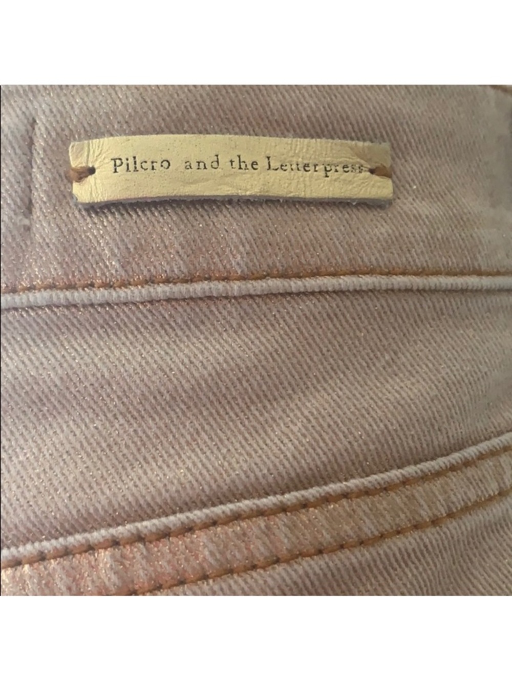 Anthropologie Pilcro Coated High-Rise Cropped Flare Gold Metallic Jeans Size 28 - Picture 8 of 12
